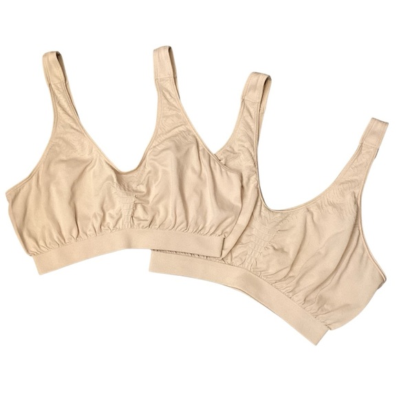 2 Bali Comfort Revolution Microfiber Crop Top Bra, Size XL Nude Style 103J/X1J3 - Picture 1 of 4